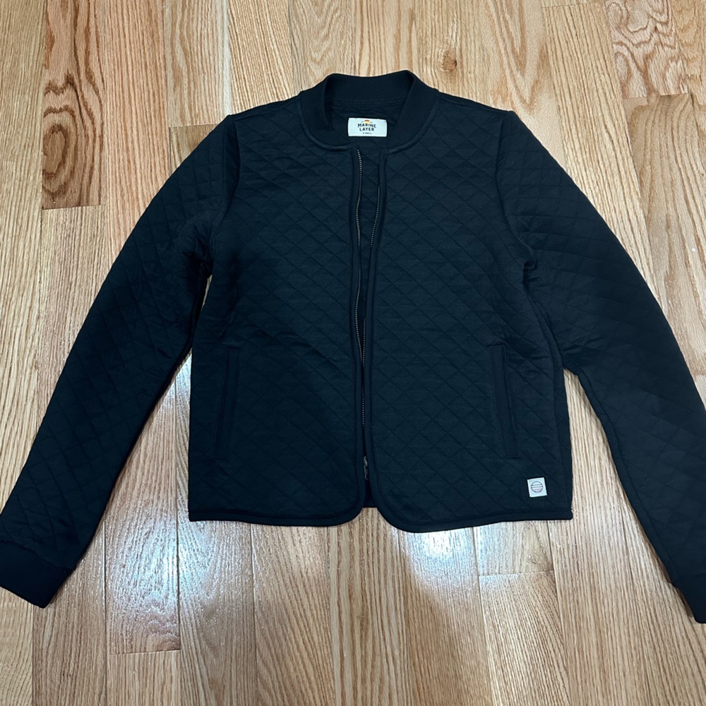 Quilted Women's Jacket Black Marine Layer Jacket, XS